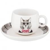 Чайный набор Fashion animals кот, на 1пер. 2пр. 220 мл 