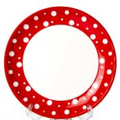 Тарелка столовая мелкая Гороше, D=19 см (бело-красная)