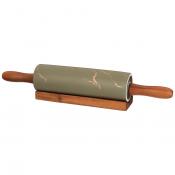 Скалка с деревянными ручками на подставке коллекция Золотой мрамор цвет:gray 40,6*6,5*6,5 см