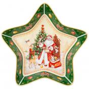 Блюдо-звезда lefard Дед мороз 28х28х5 см зеленое 