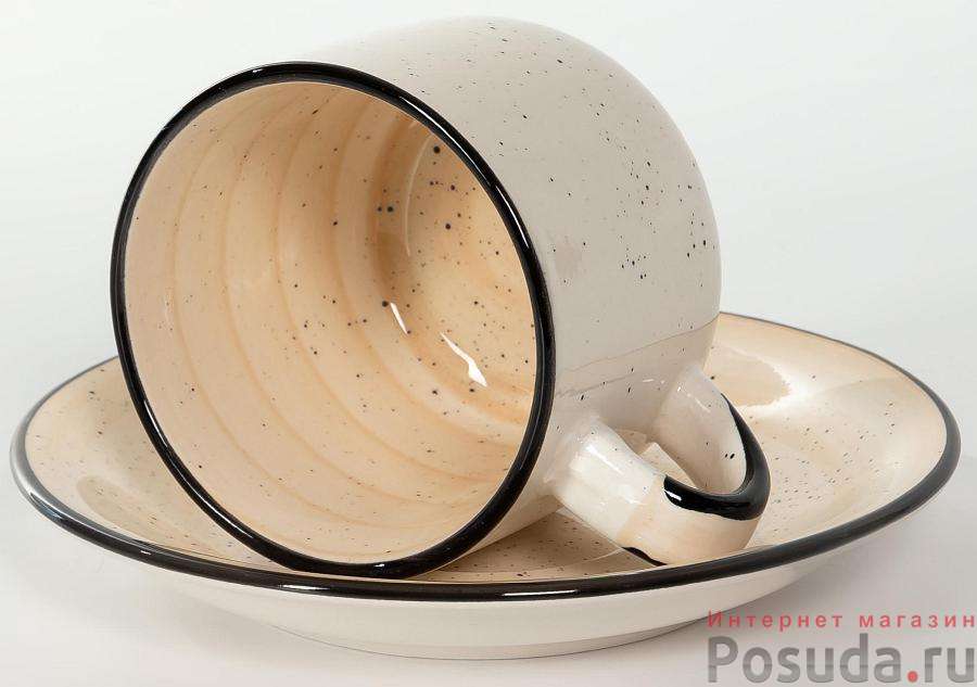 КРЕМОВЫЙ БРИЗ, набор чайный (2) чашка 260мл + блюдце 150мм, индивидуальная коричневая упаковка