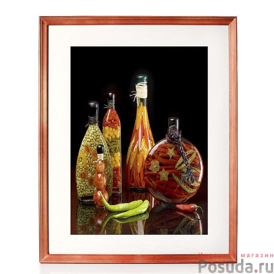 Картина "Декоративные бутыли с овощами" 40х50 см