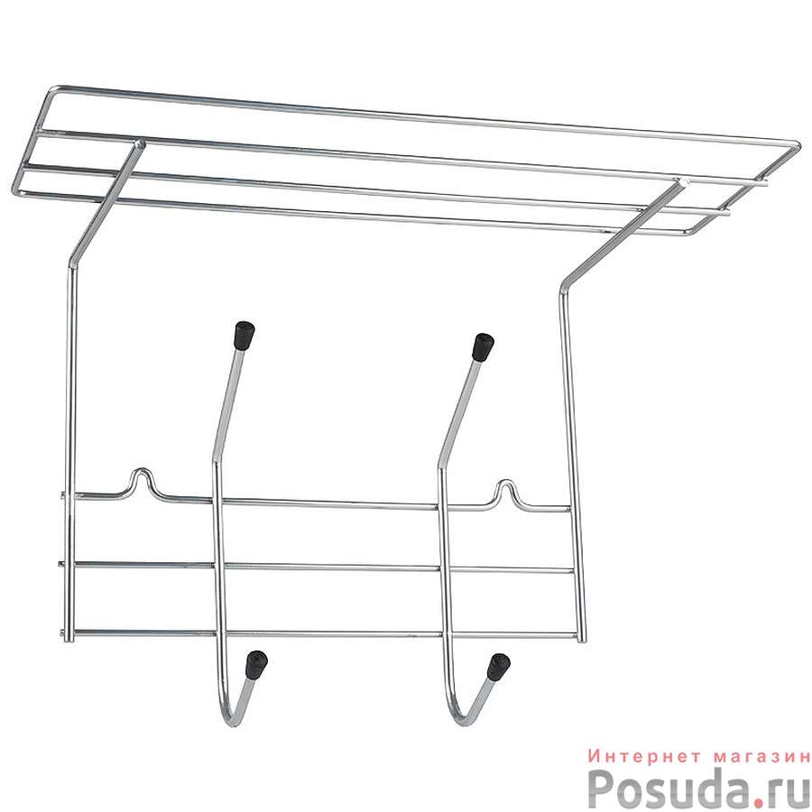 Вешалка настенная Mensola 2 крючка с полкой хром