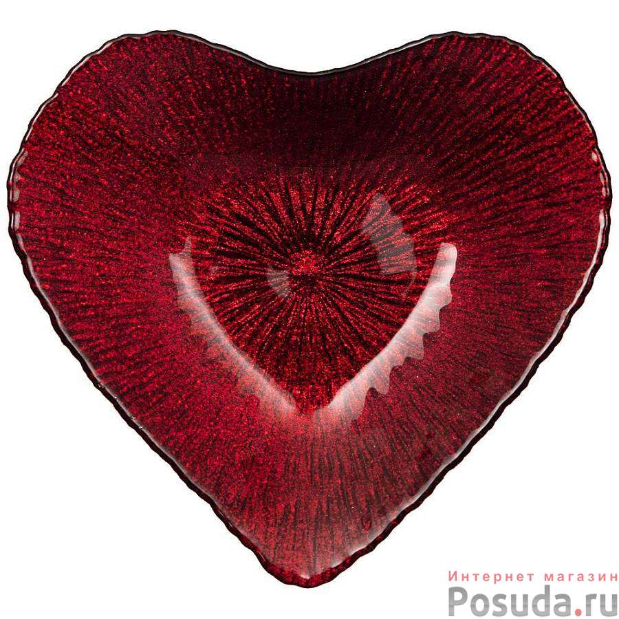 Блюдо Heart red shiny 16х15х3 см без упаковки 